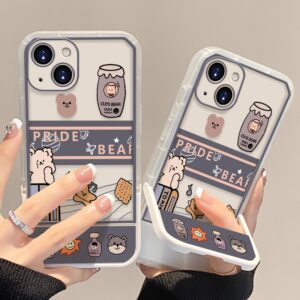 เคสโทรศัพท์มือถือแบบนิ่ม ใส พร้อมที่ตั้งวาง น่ารัก สําหรับ IPhone 14 11 13 12 Pro Max X XS XR 8 7 Plus 1/ชิ้น