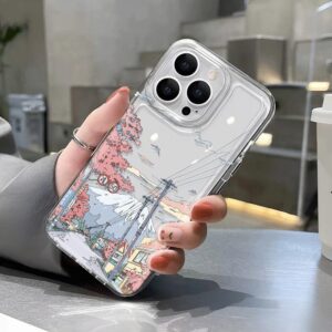 เคสโทรศัพท์มือถือ แบบใส ลายทิวทัศน์ แฟชั่น สําหรับ iphone 15promax 14 13 12 11 7Plus 7 8 X XR XSMax
