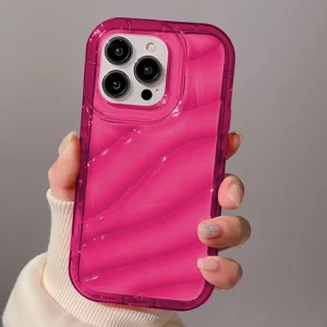 เคสเลเซอร์สะท้อนแสงใสเคสโทรศัพท์ สีชมพูบานเย็น ถุงลมนิรภัยกันกระแทก for iPhone 16 Pro Max 15 14 13 12 11 X XR XS Max 6 7 8 Plus SE 2