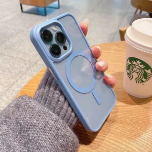 เคสโทรศัพท์มือถือ แบบใส กันกระแทก ขอบสีฟ้า