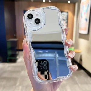 เคสโทรศัพท์ซิลิโคน TPU แบบนิ่ม มีกระจก สีขาว สําหรับ IPhone 15 14 13 12 11 Pro Max X XS XR SE 2020 7 8 Plus