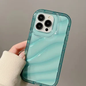 เคสเลเซอร์สะท้อนแสงใสเคสโทรศัพท์ สีเขียวมิ้น ถุงลมนิรภัยกันกระแทก for iPhone 16 Pro Max 15 14 13 12 11 X XR XS Max 6 7 8 Plus SE 2