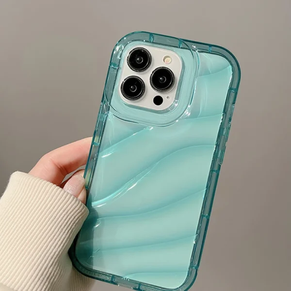 เคสเลเซอร์สะท้อนแสงใสเคสโทรศัพท์ สีเขียวมิ้น ถุงลมนิรภัยกันกระแทก for iPhone 16 Pro Max 15 14 13 12 11 X XR XS Max 6 7 8 Plus SE 2