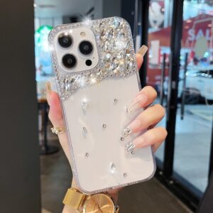 เคสติดเพชร เคส iPhone เคสโทรศัพท์ แอปเปิ้ล13 pro max เคสโทรศัพท์มือถือ ซิลิโคนนิ่ม ใส ประดับเพชร พลอยเทียม แฟชั่น สําหรับ iphone 16 Pro Max 15 pro max