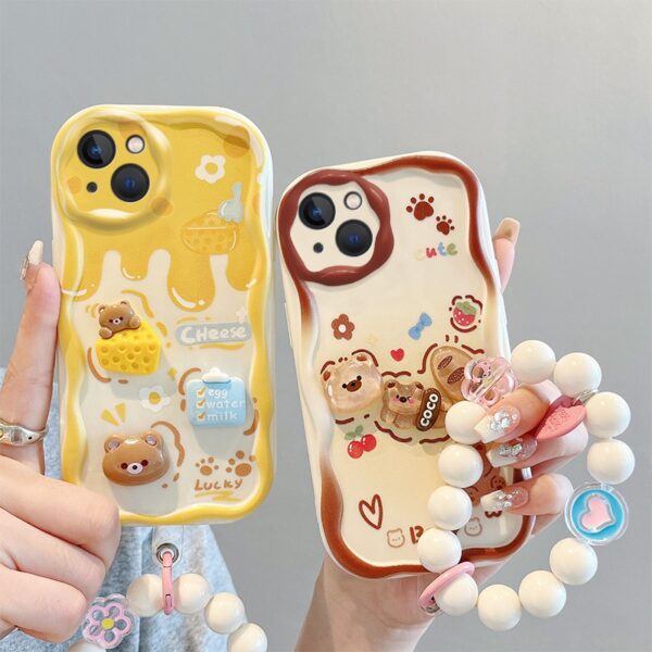เคส iphone16 15 14 13 เคส iphone เคสโทรศัพท์มือถือ ลายตุ๊กตา 3D สําหรับ iphone 14 13 14 plus 2/ชิ้น แถมที่ห้อย