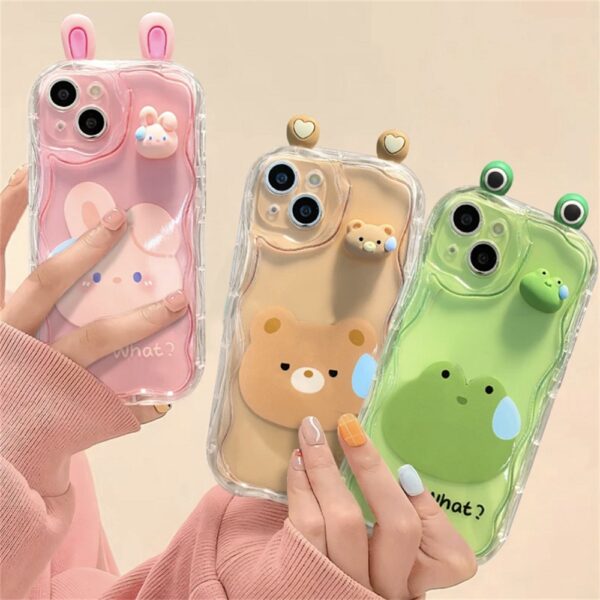 เคสโทรศัพท์มือถือ TPU แบบนิ่ม ลายกระต่าย กบ หมี 3D คละลาย ยกลัง 200/ชิ้น