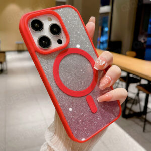 เคสซิลิโคนนิ่ม กันกระแทก แต่งกลิตเตอร์ ขอบสีแดง สําหรับ iPhone 16 15 14 13 12 11 Pro Max 14 15 Plus