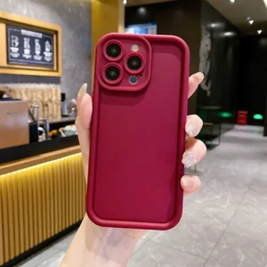 เคสโทรศัพท์มือถือ ซิลิโคนนิ่ม สีแดง ผิวด้าน พร้อมถุงลมนิรภัย สไตล์นักธุรกิจ สําหรับ iPhone 15 14 Plus iPhone 15 14 13 12 Pro Max iPhone 13 12 Mini 15Pro