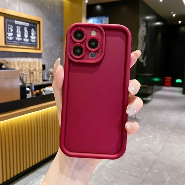 เคสโทรศัพท์มือถือ ซิลิโคนนิ่ม สีแดง ผิวด้าน พร้อมถุงลมนิรภัย สไตล์นักธุรกิจ สําหรับ iPhone 15 14 Plus iPhone 15 14 13 12 Pro Max iPhone 13 12 Mini 15Pro