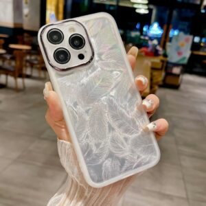 เคสโทรศัพท์สําหรับiphone 16 15 14 13 12 11 Pro Max Plus Min Featherรูปแบบนุ่มกันกระแทกปกหลังลายขนนก