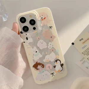 เคสโทรศัพท์กันกระแทกลายคัสตาร์ดลูกสุนัขสีเงิน tpu สําหรับ apple iphone 11 12 13 14 15 pro max plus