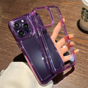 เคสแบบใสสีม่วง เรียบหรู IPhone16 Pro Max 15 14 13/ 12 Pro / 12 / 12 Mini / 11 Pro Max / 11 Pro / 11